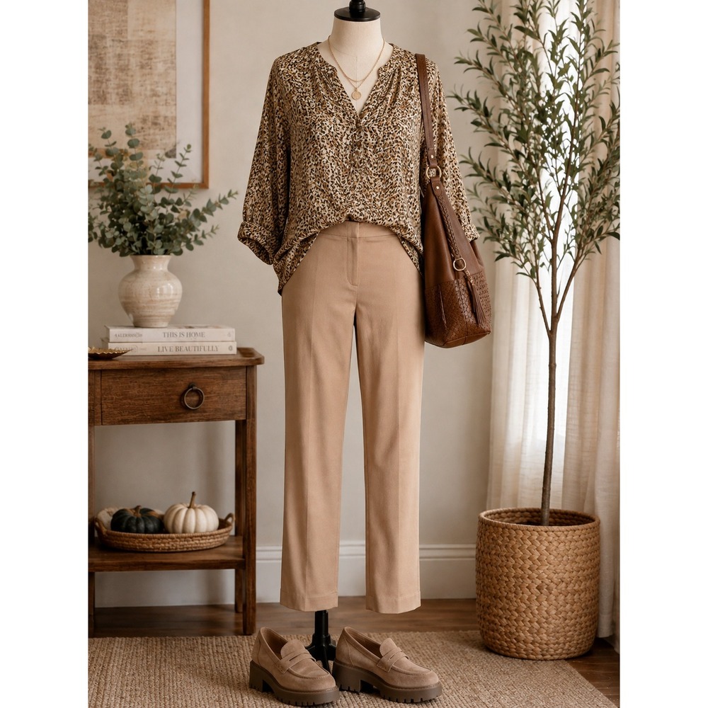 Chico's The Ultimate Fit Pants Size 3 XL Tan Beige Slim Leg Stretch NWT